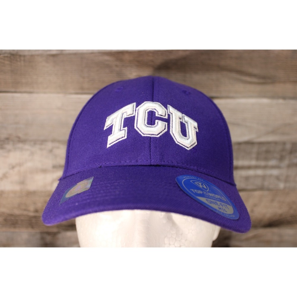 NWT Top of the World TCU University Fitted Hat Size M/L Purple